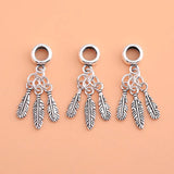 925 Sterling Silver Thai Silver Retro Feather Pendant DIY Material
