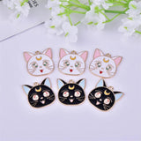 10pcs 20mm Moon Cats Charms Pendant for DIY Earring Keychain Jewelry Making