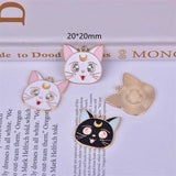 10pcs 20mm Moon Cats Charms Pendant for DIY Earring Keychain Jewelry Making