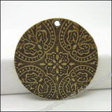 8pcs Vintage Round Charms Pendant Antique Bronze for Bracelets Necklace