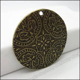 8pcs Vintage Round Charms Pendant Antique Bronze for Bracelets Necklace