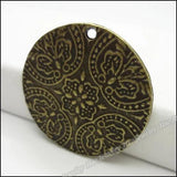 8pcs Vintage Round Charms Pendant Antique Bronze for Bracelets Necklace
