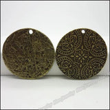 8pcs Vintage Round Charms Pendant Antique Bronze for Bracelets Necklace