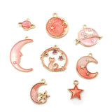 48pcs Star Moon Universe Enamel Metal Charms for DIY Jewelry