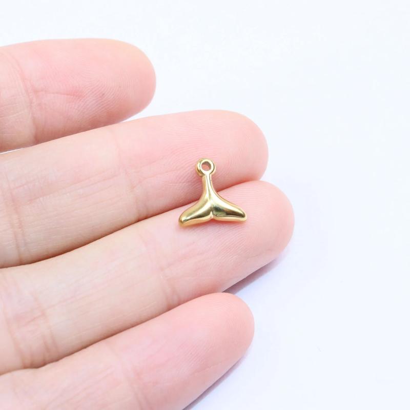 5pcs 10mm Stainless Steel Mermaid Tail Charms Pendant DIY Jewelry Making