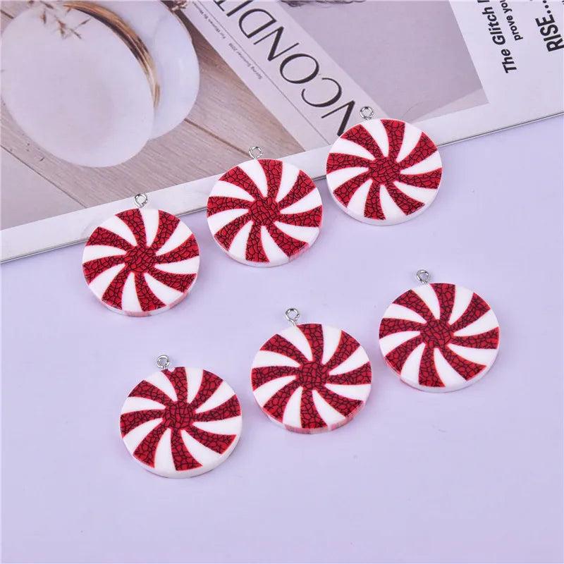 10pcs Double Face Lollipop Christmas Resin Charms DIY Earring Jewelry Making