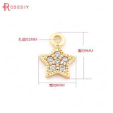 10PCS 8x9MM Brass Zircon Champagne Plated Star Charms Pendants