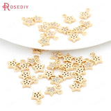 10PCS 8x9MM Brass Zircon Champagne Plated Star Charms Pendants