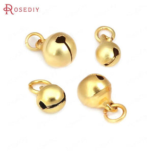 Matte Brass Bell Beads Bracelet Charms End Charms DIY Jewelry Making Supplies