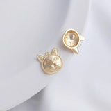 2Pcs Real Plated Cat Head Charms Round Pendants