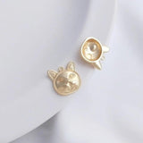 2Pcs Real Plated Cat Head Charms Round Pendants