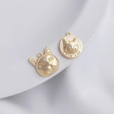 2Pcs Real Plated Cat Head Charms Round Pendants