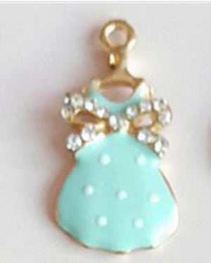 10pcs/lot Rhinestone Bow Skirt Enamel Charms Jewelry DIY Craft