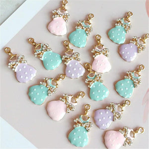 10pcs/lot Rhinestone Bow Skirt Enamel Charms Jewelry DIY Craft
