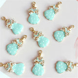 10pcs/lot Rhinestone Bow Skirt Enamel Charms Jewelry DIY Craft