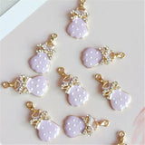 10pcs/lot Rhinestone Bow Skirt Enamel Charms Jewelry DIY Craft