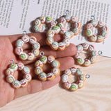 10Pcs Cartoon Donut Resin Charms for DIY Jewelry Making