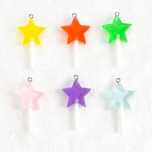 16pcs Glitter Resin Lollipop Charms for Jewelry Making DIY Keychain