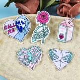 10Pcs Pastel Goth Charms Skull Rose Buttock Acrylic Jewlery Findings