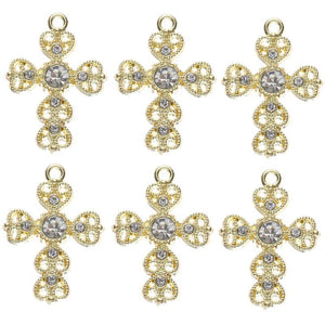 10pcs Sparkling Rhinestone Cross Charms for DIY Jewelry Making
