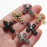 10pcs Sparkling Rhinestone Cross Charms for DIY Jewelry Making