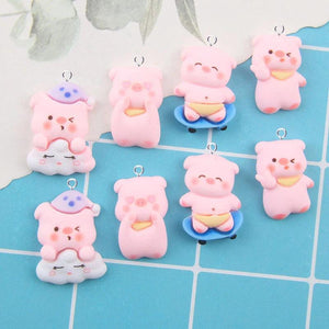 10pcs Animal Pig Heart Eye Lovely Pendant Charms for Jewelry DIY
