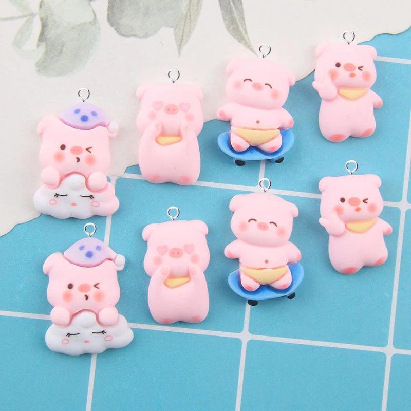 10pcs Animal Pig Heart Eye Lovely Pendant Charms for Jewelry DIY