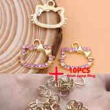 10Pcs Cat Charms Rhinestones Pendants For Jewerly Making