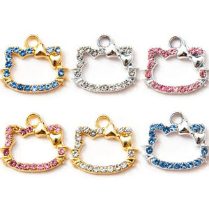 10Pcs Cat Charms Rhinestones Pendants For Jewerly Making