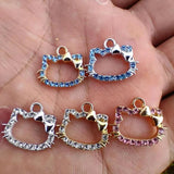 10Pcs Cat Charms Rhinestones Pendants For Jewerly Making