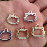 10Pcs Cat Charms Rhinestones Pendants For Jewerly Making