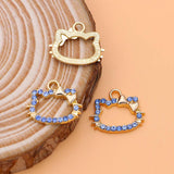 10Pcs Cat Charms Rhinestones Pendants For Jewerly Making