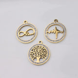 3pcs 22mm Stainless Steel Stones Charm Pendant - DIY Jewelry Making