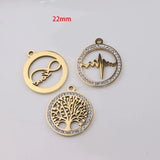 3pcs 22mm Stainless Steel Stones Charm Pendant - DIY Jewelry Making