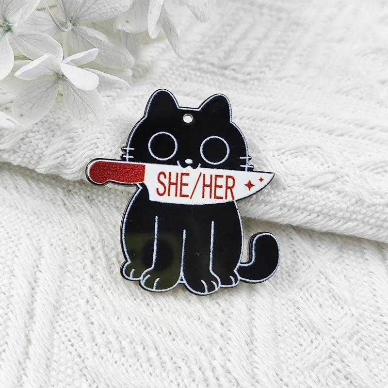 10pcs Cat With Bloody Acrylic Charms DIY Jewelry Making Earring Finding