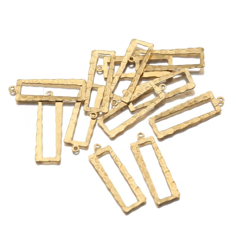 20Pcs Raw Brass Rectangle Frame Pendants Resin Mold Charms