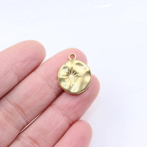 5pcs Stainless Steel High Round Star Charms Pendant DIY Necklace Earrings