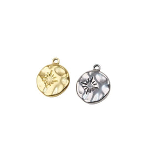 5pcs Stainless Steel High Round Star Charms Pendant DIY Necklace Earrings