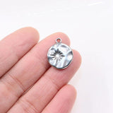 5pcs Stainless Steel High Round Star Charms Pendant DIY Necklace Earrings