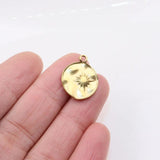 5pcs Stainless Steel High Round Star Charms Pendant DIY Necklace Earrings