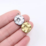 5pcs Stainless Steel High Round Star Charms Pendant DIY Necklace Earrings