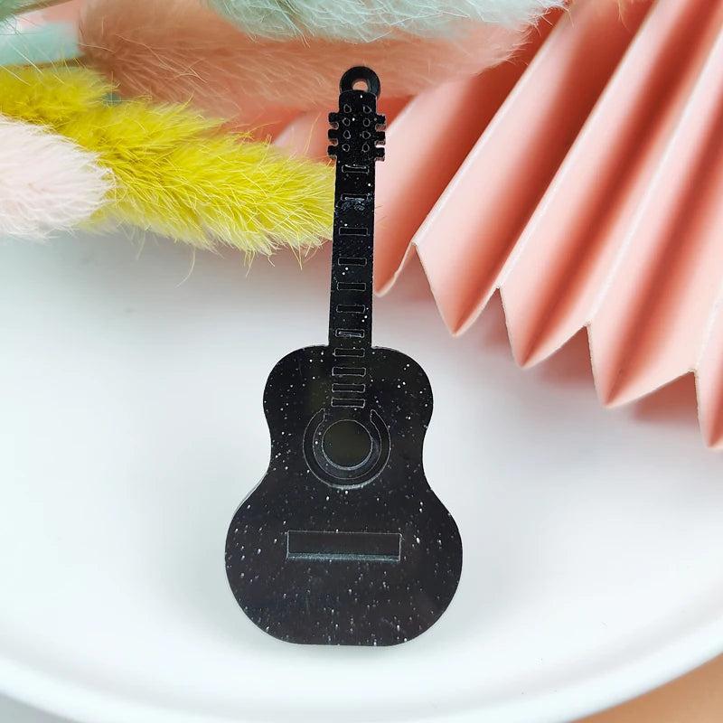 10pcs Glitter Guitar Acrylic Charms for Jewelry Making DIY