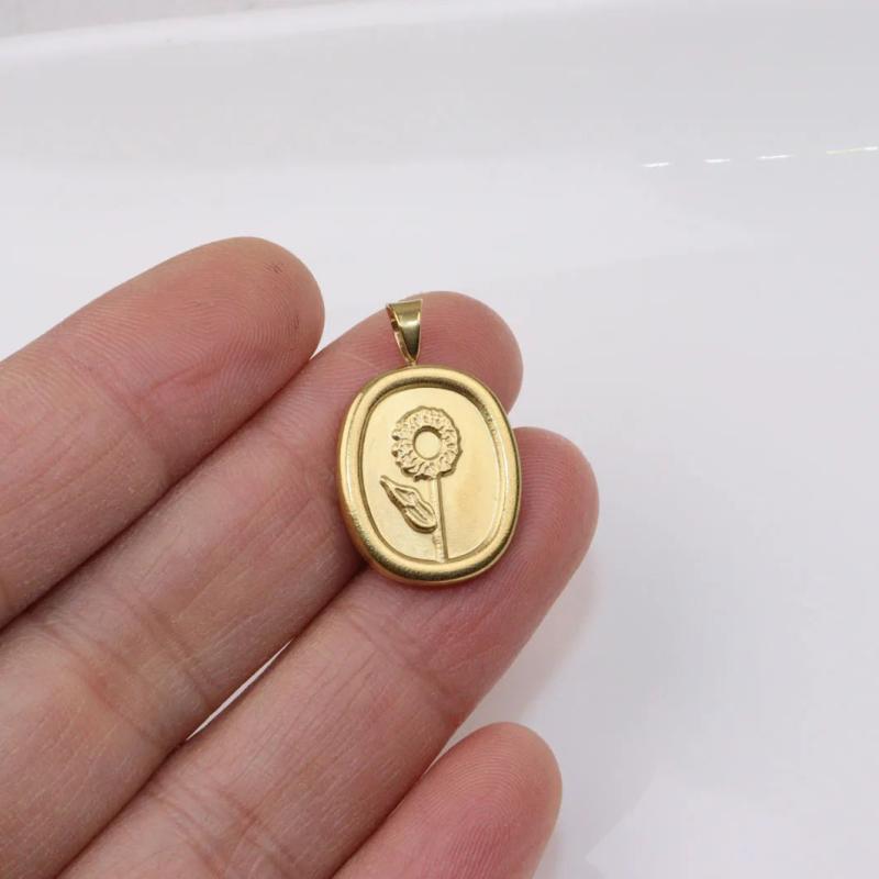 3pcs 18*20mm High 18K Flower Charms Pendant DIY Necklace Unfading 2 Colors