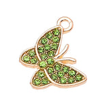 20Pcs Zircon Butterfly Necklace Pendant Pink Animal Charm Jewelry Making