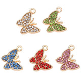 20Pcs Zircon Butterfly Necklace Pendant Pink Animal Charm Jewelry Making