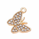 20Pcs Zircon Butterfly Necklace Pendant Pink Animal Charm Jewelry Making