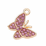 20Pcs Zircon Butterfly Necklace Pendant Pink Animal Charm Jewelry Making