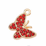 20Pcs Zircon Butterfly Necklace Pendant Pink Animal Charm Jewelry Making