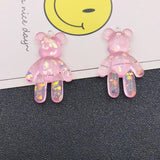 10pcs Resin Glitter Sparkle Bear Charm Pendant for DIY Making