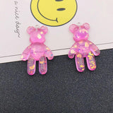 10pcs Resin Glitter Sparkle Bear Charm Pendant for DIY Making